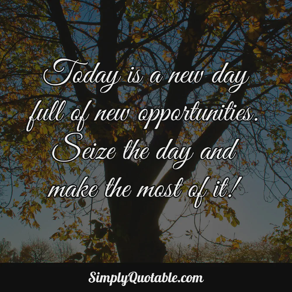Today is a new day full of new opportunities Seize the day and make the most of it
