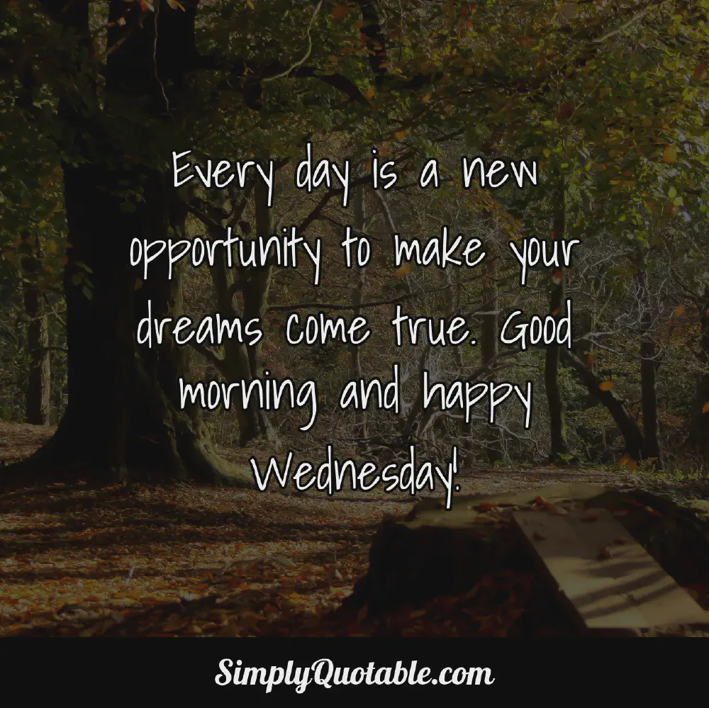 Every day is a new opportunity to make your dreams come true Good morning and happy Wednesday