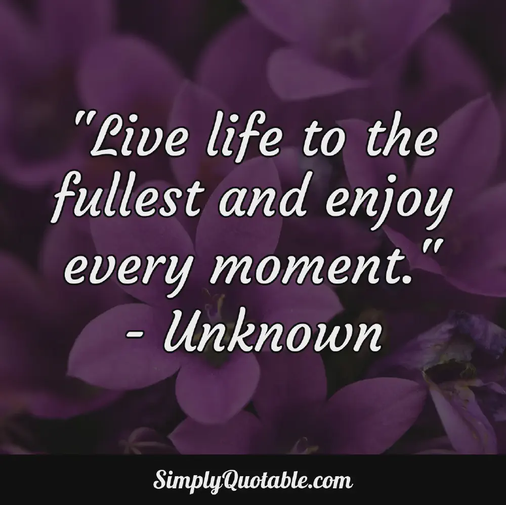 Live life to the fullest and enjoy every moment Unknown