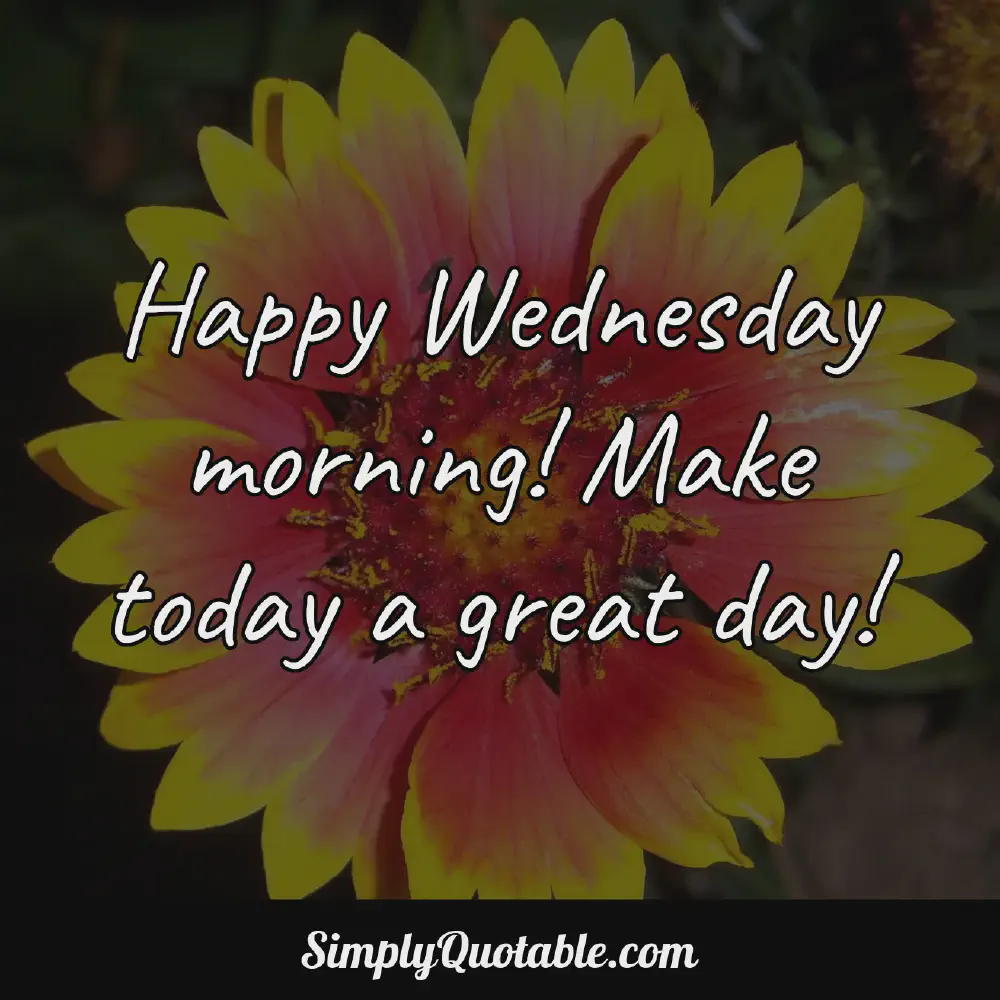 Happy Wednesday morning Make today a great day