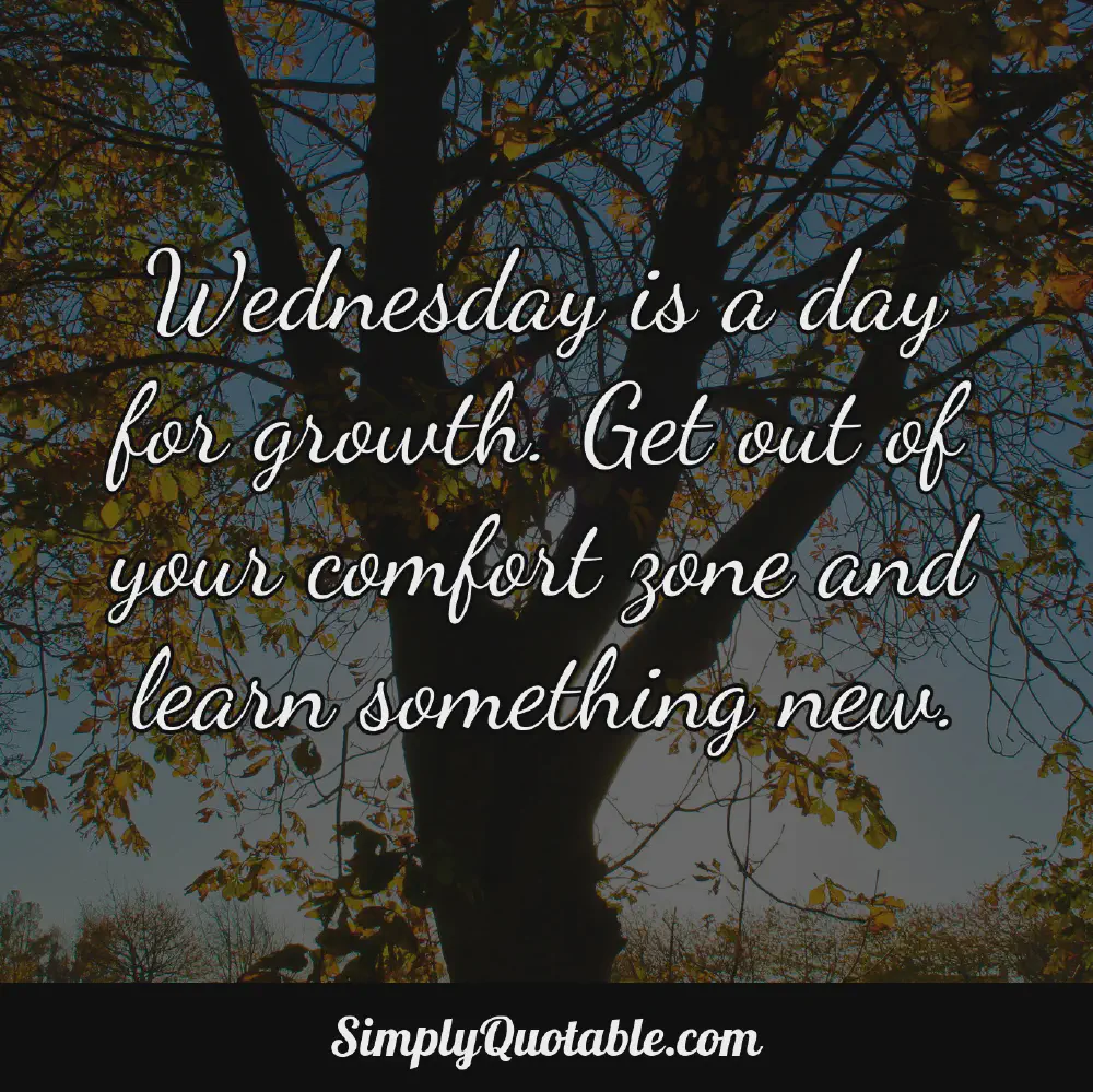 Wednesday is a day for growth Get out of your comfort zone and learn something new