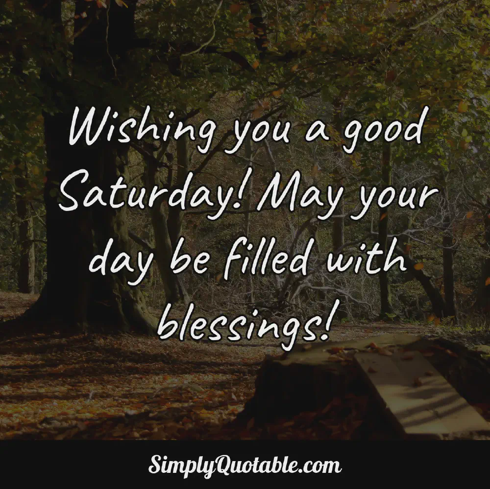 Wishing you a good Saturday May your day be filled with blessings