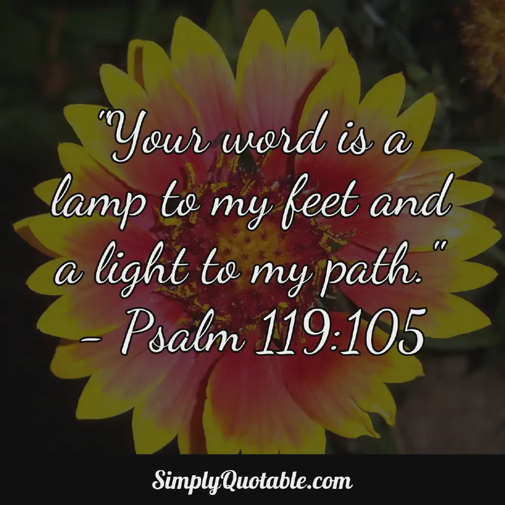 Your word is a lamp to my feet and a light to my path Psalm 119105