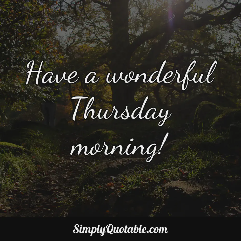 Have a wonderful Thursday morning
